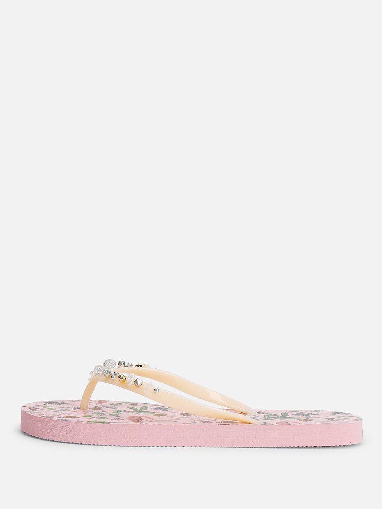 Calico & Bird Print Flip Flops-shoes-Des Mess