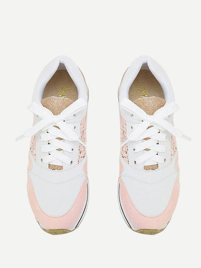 Flower Lace Panel Lace Up Trainers-shoes-Des Mess