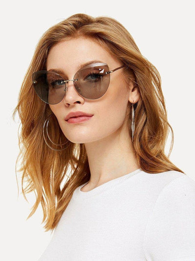 Rimless Cat Eye Sunglasses-accessories-Des Mess