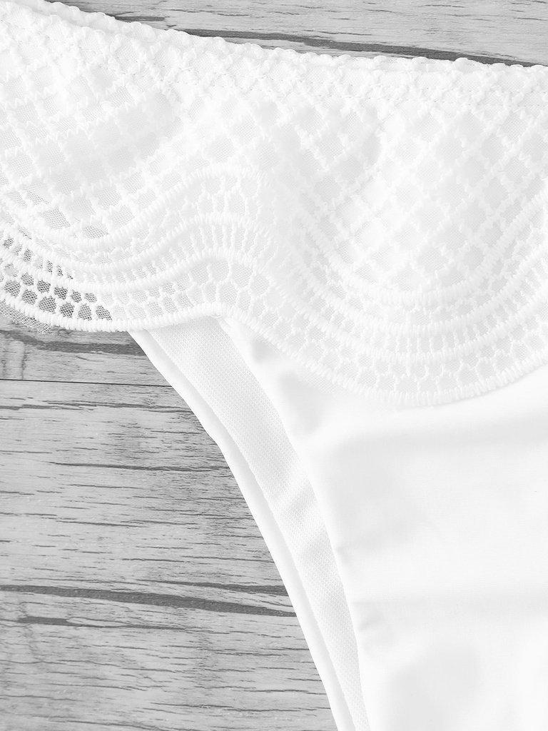 Crochet Ruffle Trim Halter Bikini Set--Des Mess