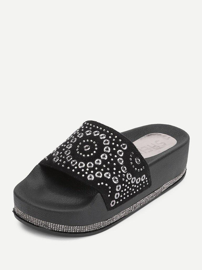 Geometric Pattern Flatform Sandals-shoes-Des Mess