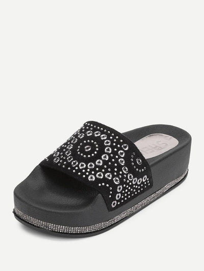 Geometric Pattern Flatform Sandals-shoes-Des Mess