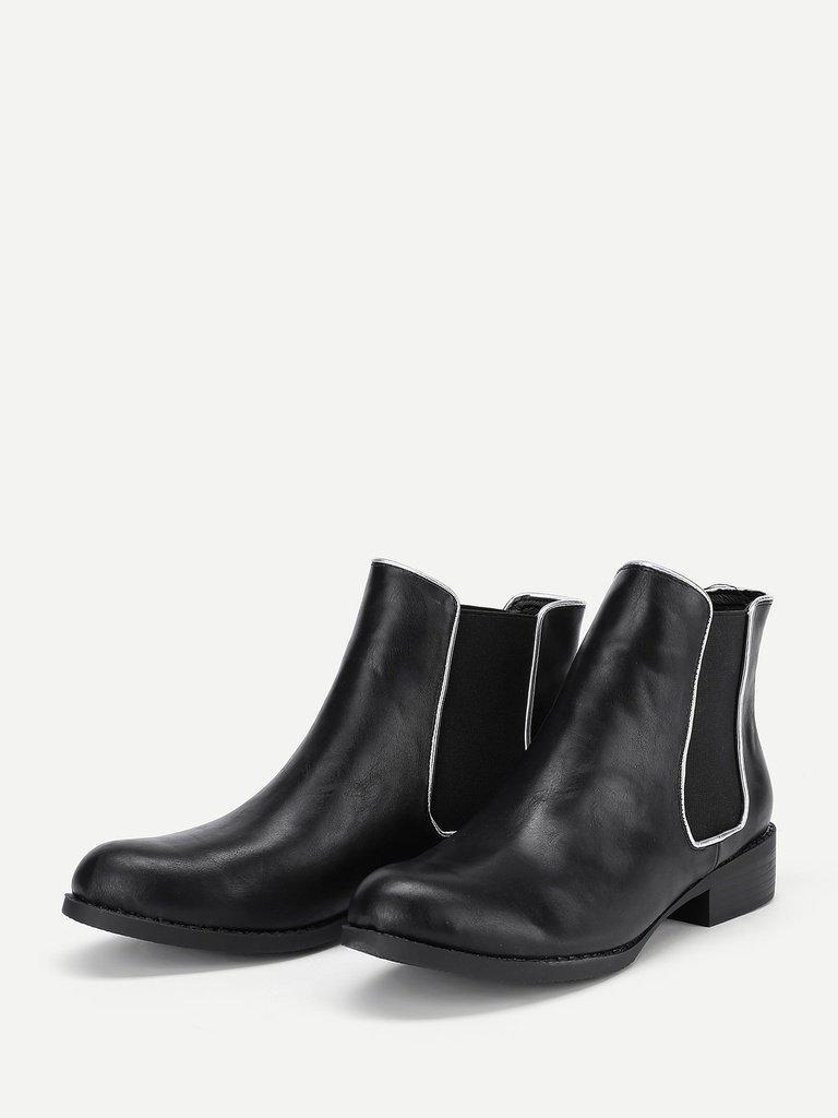 Round Toe PU Chelsea Boots-shoes-Des Mess