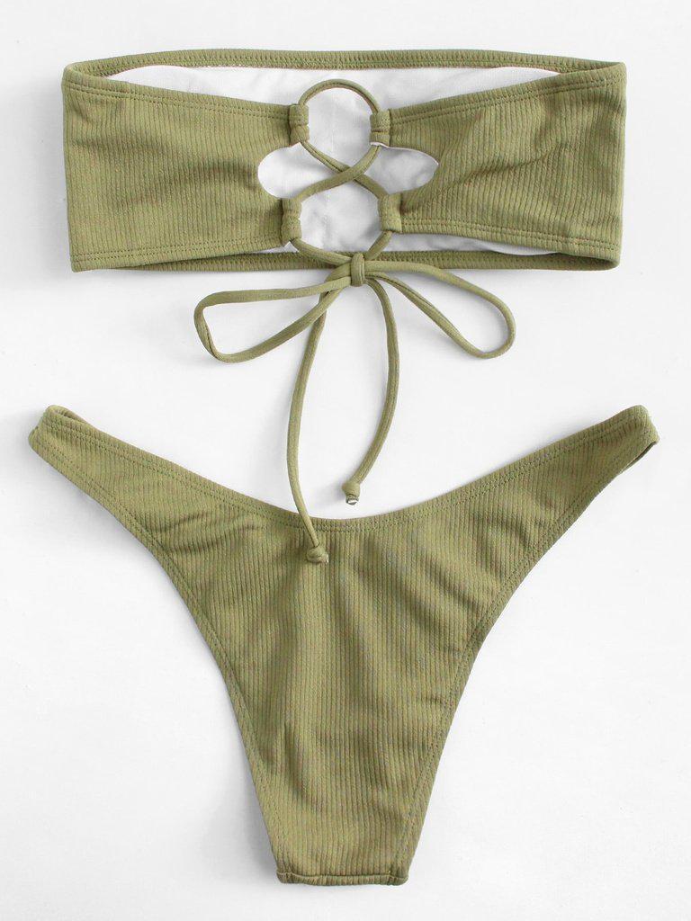 Lace Up High Leg Bikini Set-swimwear-Des Mess