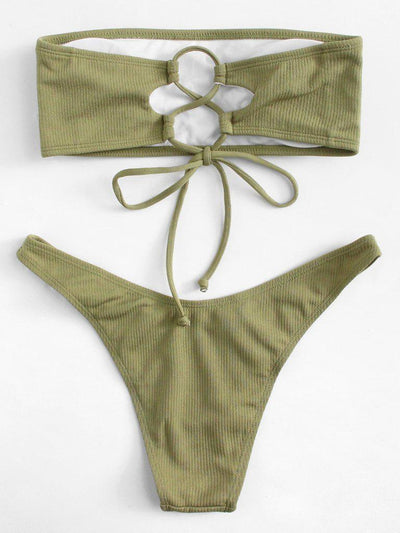 Lace Up High Leg Bikini Set-swimwear-Des Mess