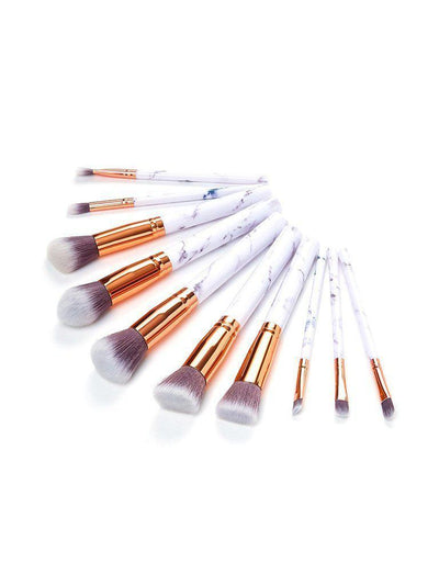 Marble Pattern Handle Brush Set 10pcs-makeup-Des Mess