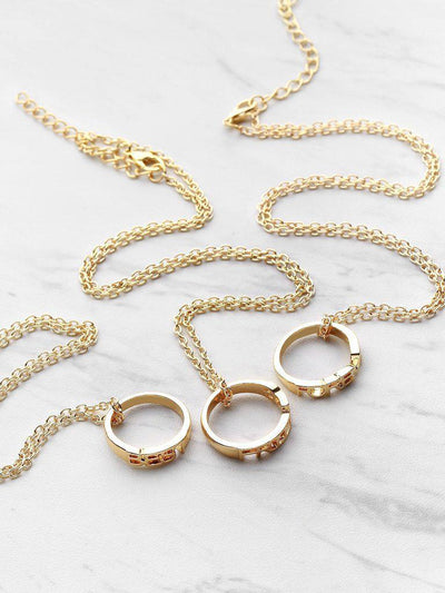 Ring Embellished Friendship Pendant Necklace 3pcs-jewelry-Des Mess