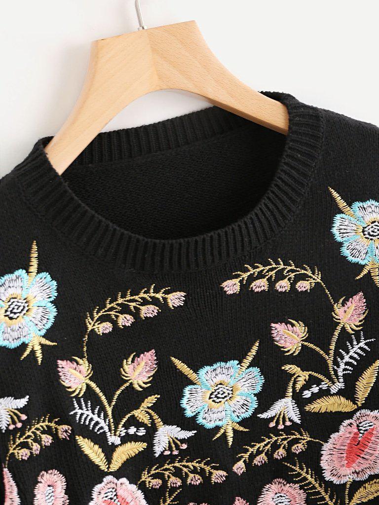 Symmetric Botanical Embroidered Jumper-outerwear-Des Mess