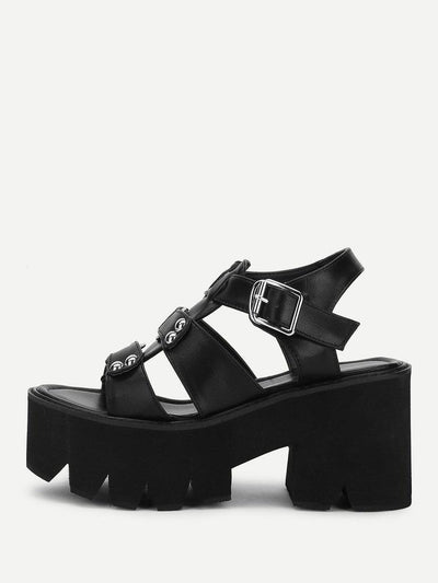T-strap Buckle Detail Platform Wedges-shoes-Des Mess