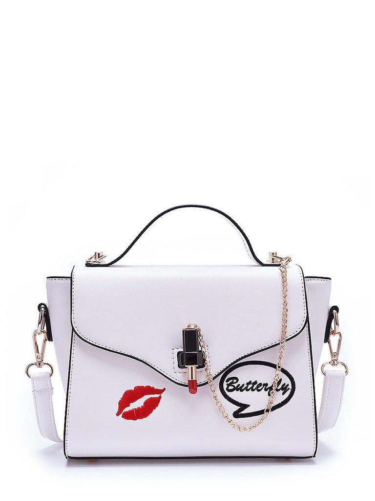 Chain Detail Print Flap Crossbody Bag-accessories-Des Mess