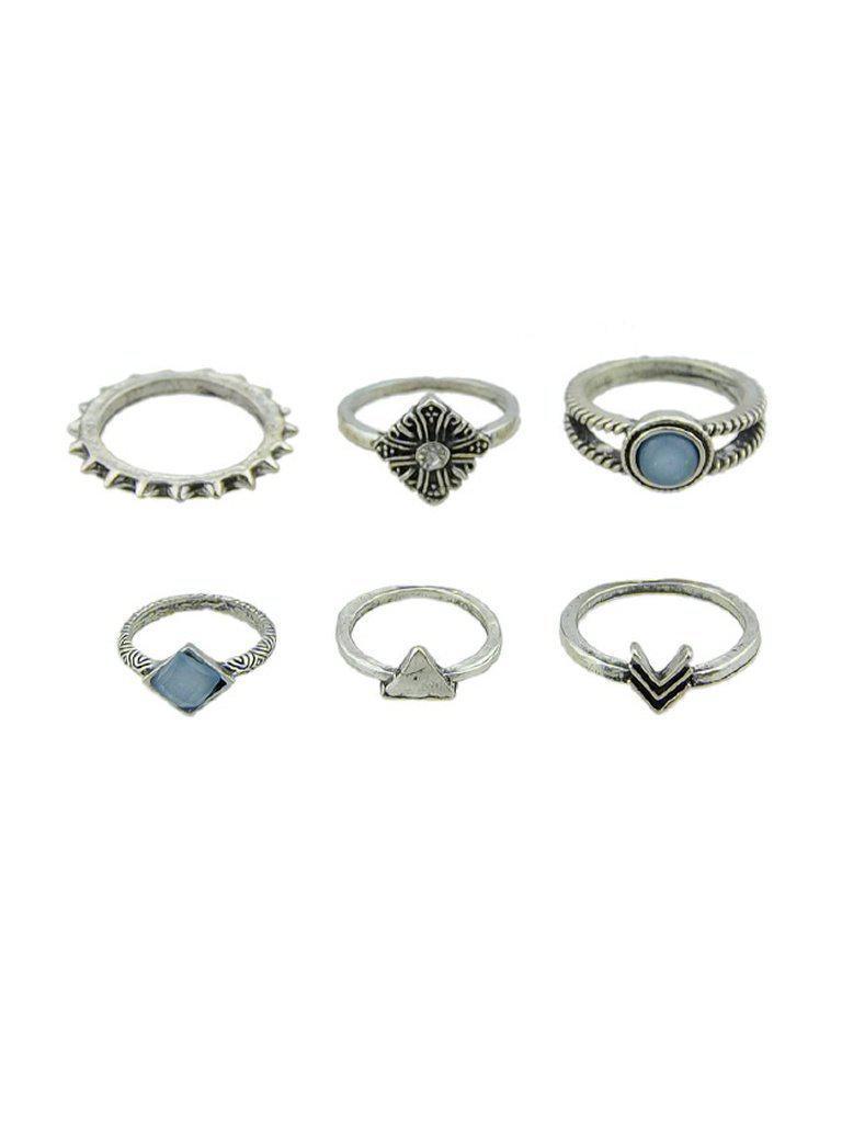 6 Pcs/Set Blue Beads Finger Ring-jewelry-Des Mess