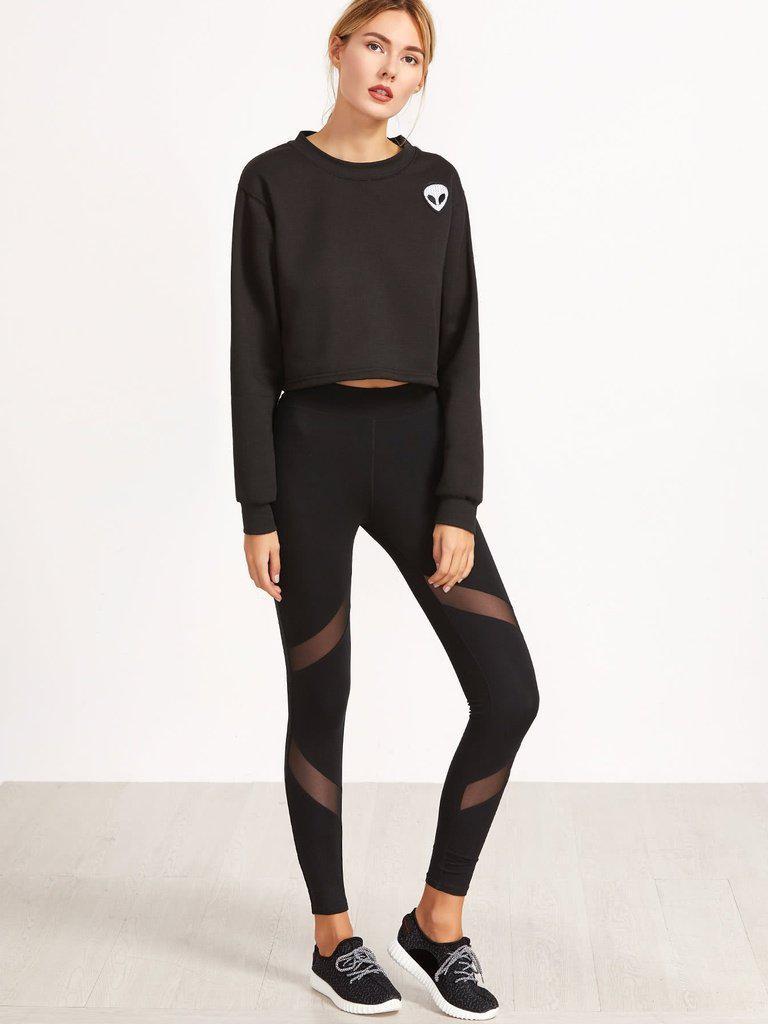 Mesh Insert Skinny Leggings-bottom-Des Mess