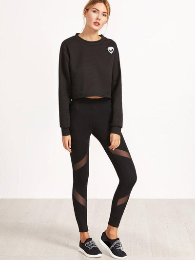 Mesh Insert Skinny Leggings-bottom-Des Mess