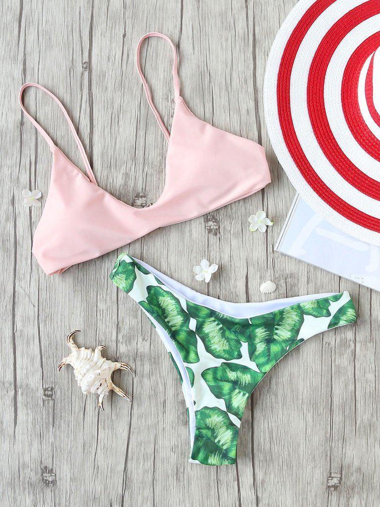 Leaf Print Sexy Bikini Set-swimwear-Des Mess