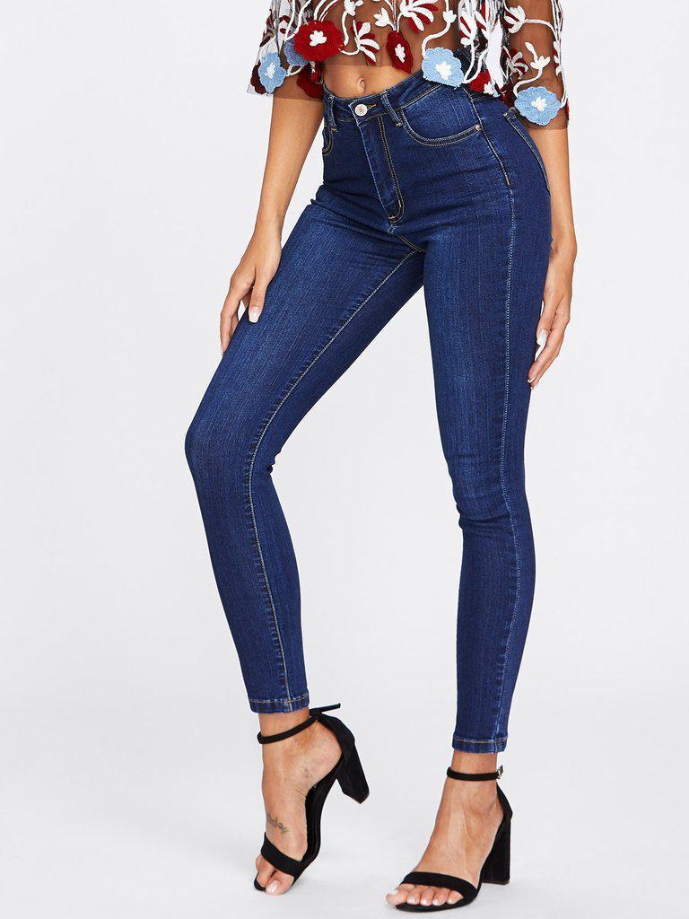 Dark Wash Skinny Jeans-bottom-Des Mess