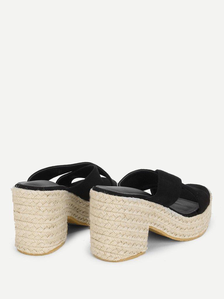 Cross Cross Suede Wedge Sandals-shoes-Des Mess