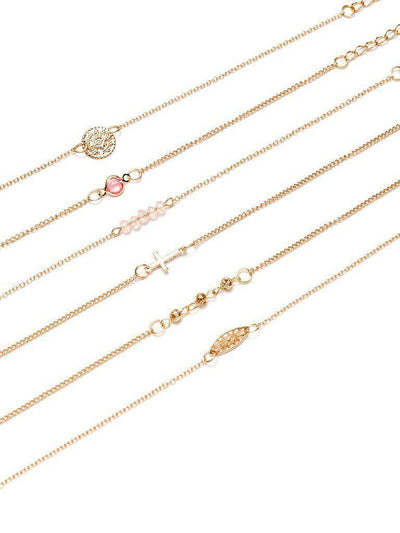 Gold Tone Embellished Link Bracelet Set--Des Mess