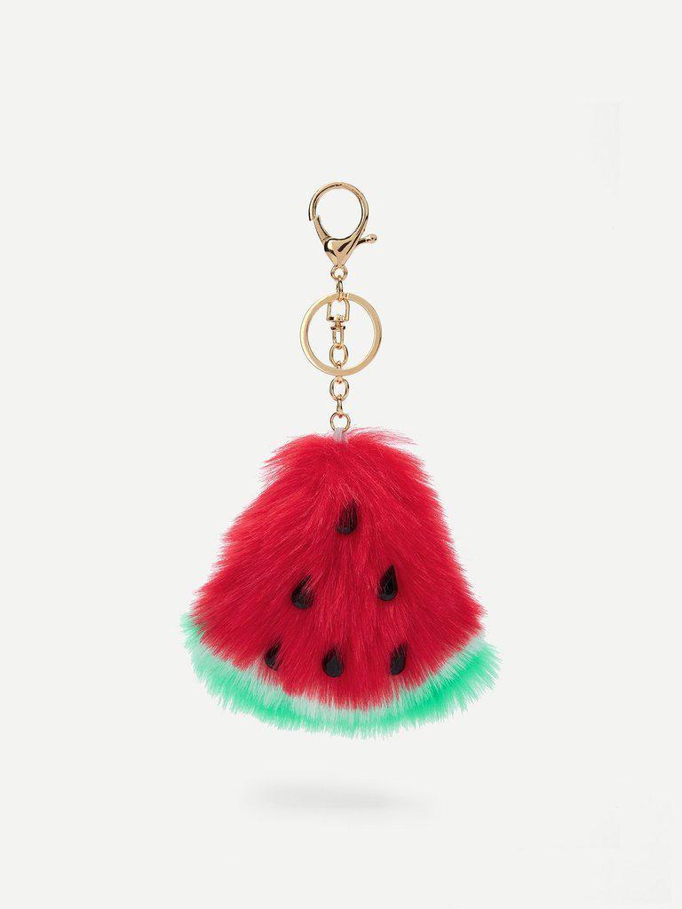 Faux Fur Watermelon Keychain-others-Des Mess