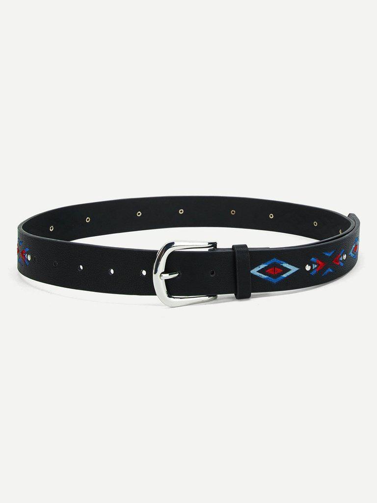 Geometric Embroidery Belt-accessories-Des Mess