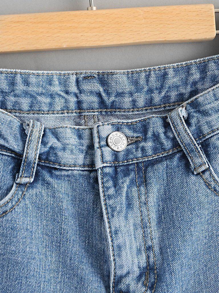 Contrast Crochet Frayed Hem Denim Shorts-bottom-Des Mess