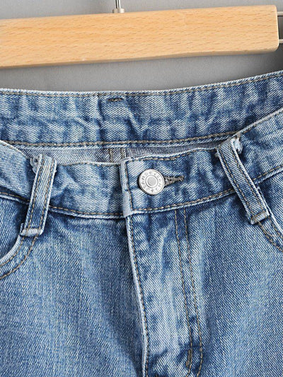 Contrast Crochet Frayed Hem Denim Shorts-bottom-Des Mess