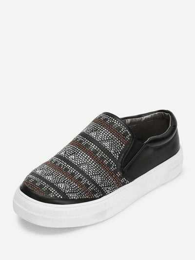 Geometric Pattern Slip On Sneakers-shoes-Des Mess
