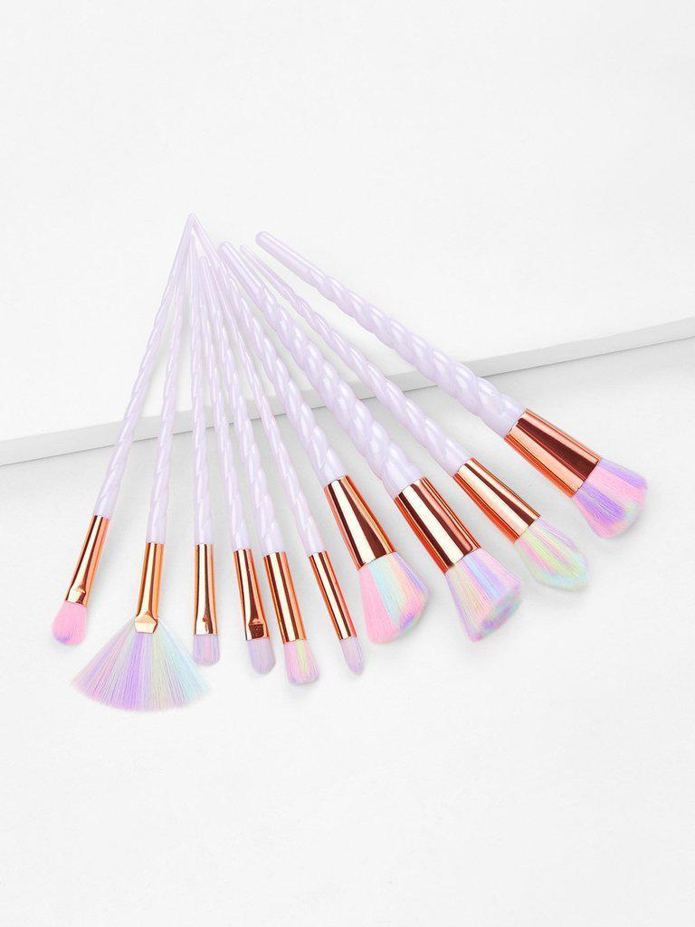 Screw Handle Soft Bristle Makeup Brush Set 10Pcs-makeup-Des Mess