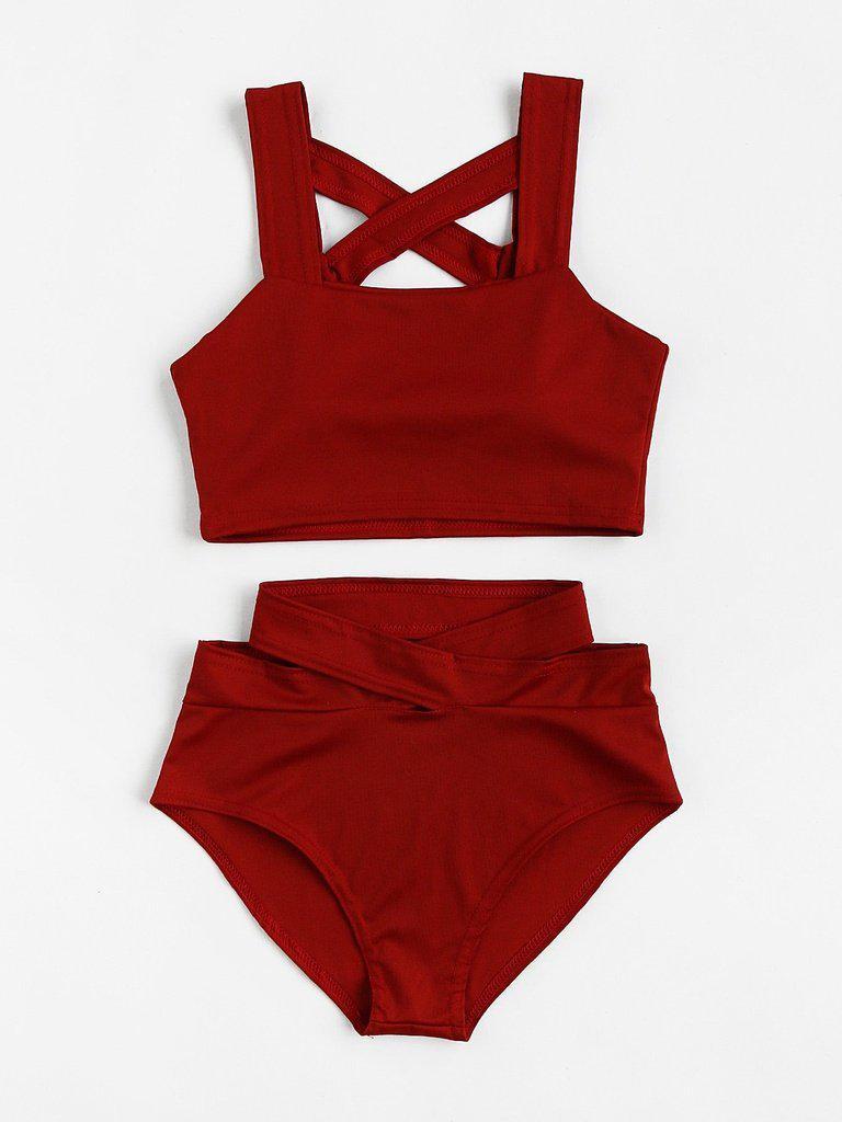 Criss Cross High Waist Bikini Set-swimwear-Des Mess