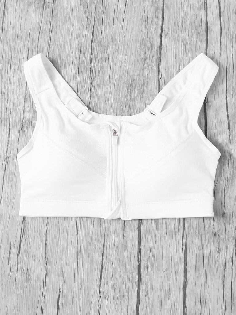 Zipper Front Racerback Sports Bra-sportswear-Des Mess