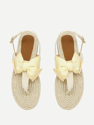 Toe Post Bow Decor Espadrille Sandals-shoes-Des Mess
