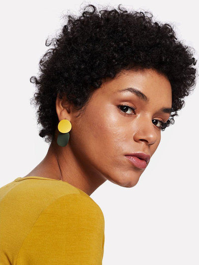 Two Tone Round Flake Drop Earrings-jewelry-Des Mess