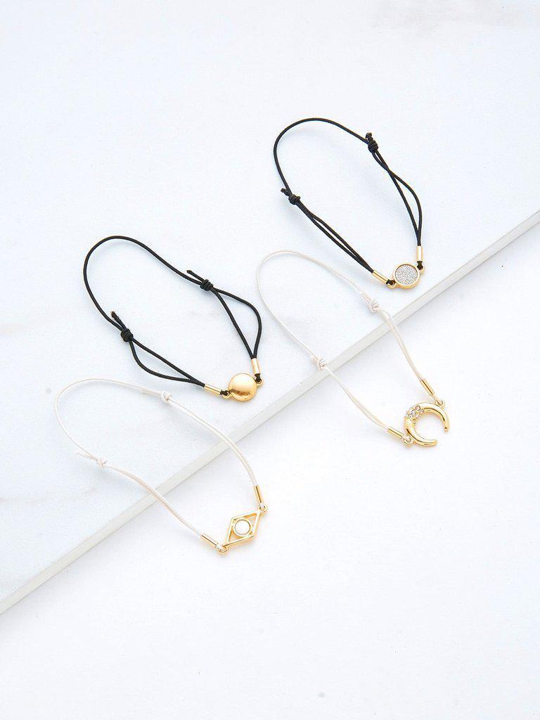 Horn & Round Charm Drawstring Bracelet Set--Des Mess