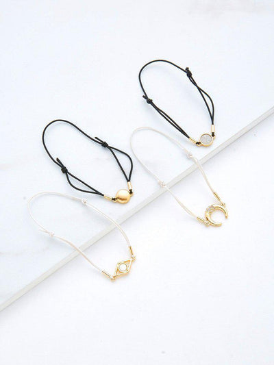 Horn & Round Charm Drawstring Bracelet Set--Des Mess