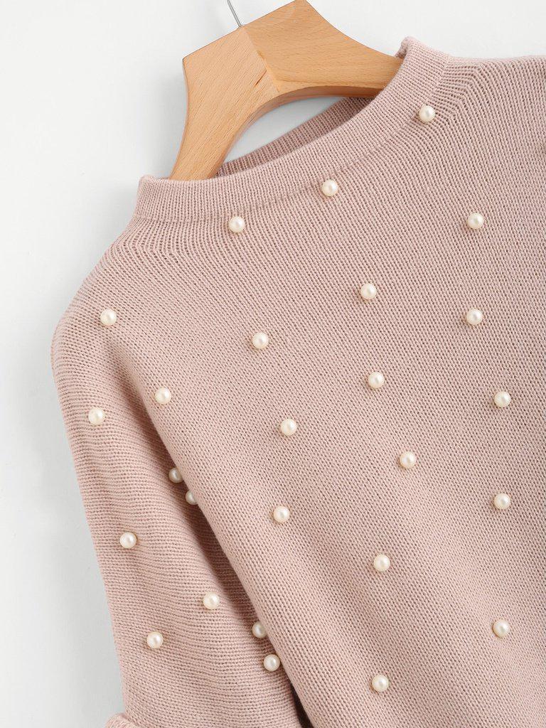 Pearl Beaded Layered Ruffle Sleeve Jumper-outerwear-Des Mess