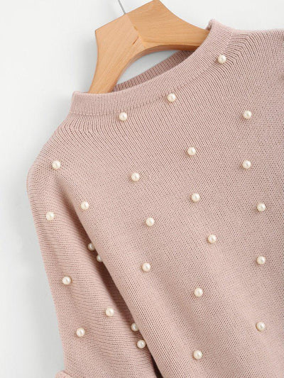 Pearl Beaded Layered Ruffle Sleeve Jumper-outerwear-Des Mess