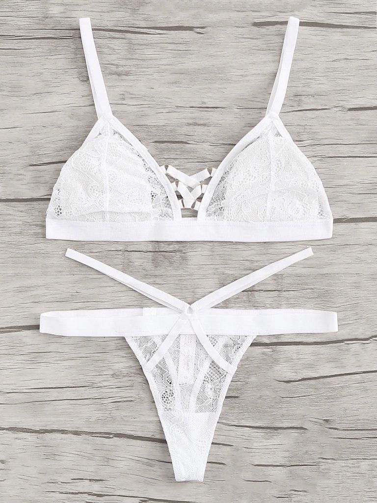 Criss Cross Lace Lingerie Set-lingerie-Des Mess