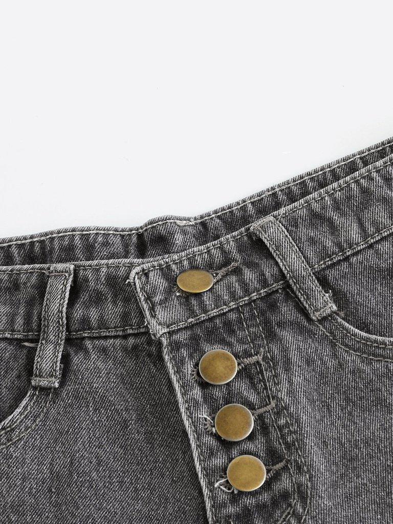 Raw Hem Ripped Denim Shorts-bottom-Des Mess