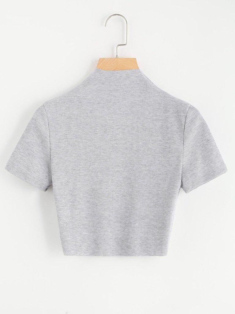 High Neck Ribbed Crop Sweater-outerwear-Des Mess