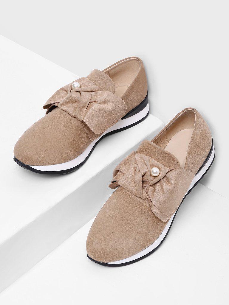 Bow Decorated Low Top Sneakers-shoes-Des Mess