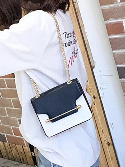 Piping Detail Two Tone Chain Bag-accessories-Des Mess