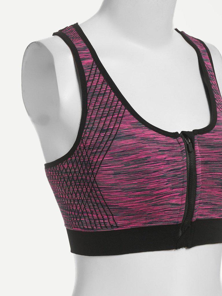 Zipper Front Sports Bra-sportswear-Des Mess