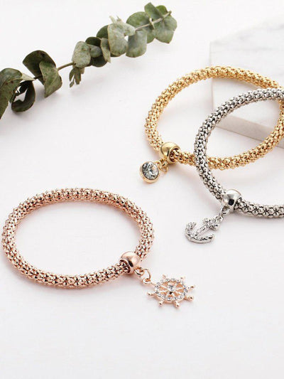 Anchor And Rhinestone Charm Bracelet Set--Des Mess