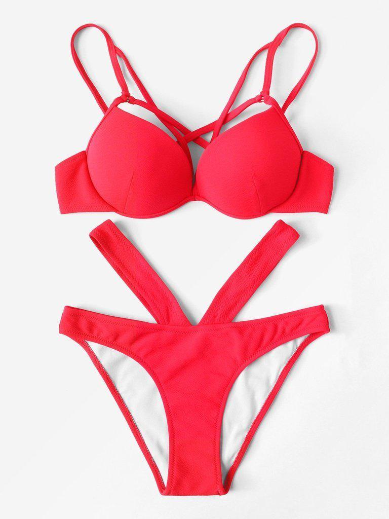 Crisscross Detail Bikini Set-swimwear-Des Mess