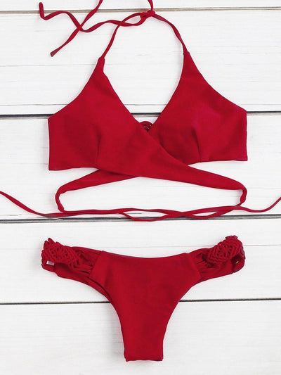 Crochet Detail Wrap Bikini Set--Des Mess