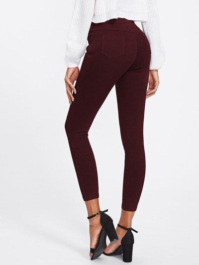Ruched Waist Skinny Pants-bottom-Des Mess