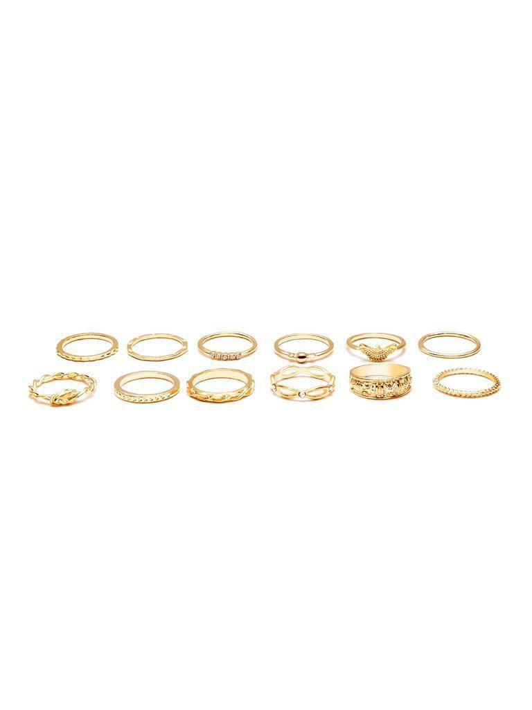 Gold Plated Embellished Ring Set-jewelry-Des Mess