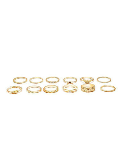 Gold Plated Embellished Ring Set-jewelry-Des Mess