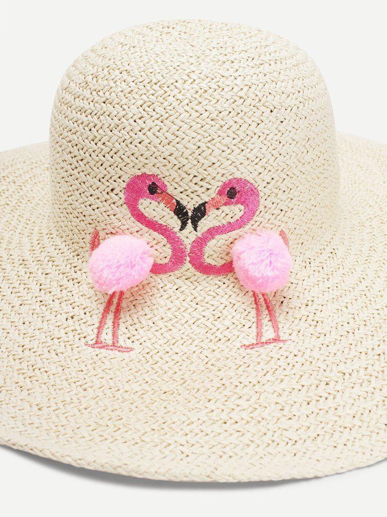 Flamingos Decorated Straw Hat-accessories-Des Mess