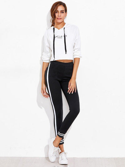 Contrast Striped Sport Leggings Pants-sportswear-Des Mess