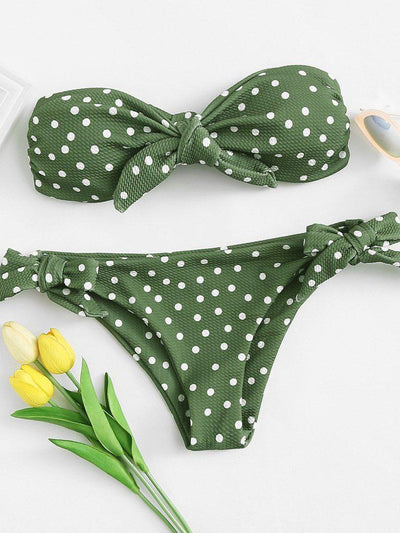 Polka Dot Knot Bikini Set-swimwear-Des Mess